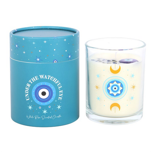 All-Seeing Eye Crystal Candle – White Rose Scent, 48hr Burn