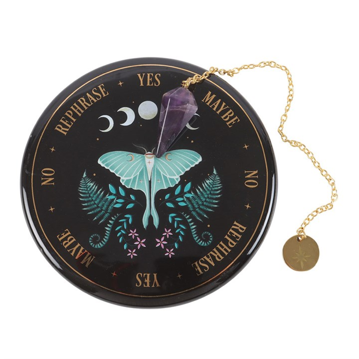 Luna Moth Pendulum Divination Kit – Crystal Dowsing Set for Intuition & Spiritual Guidance