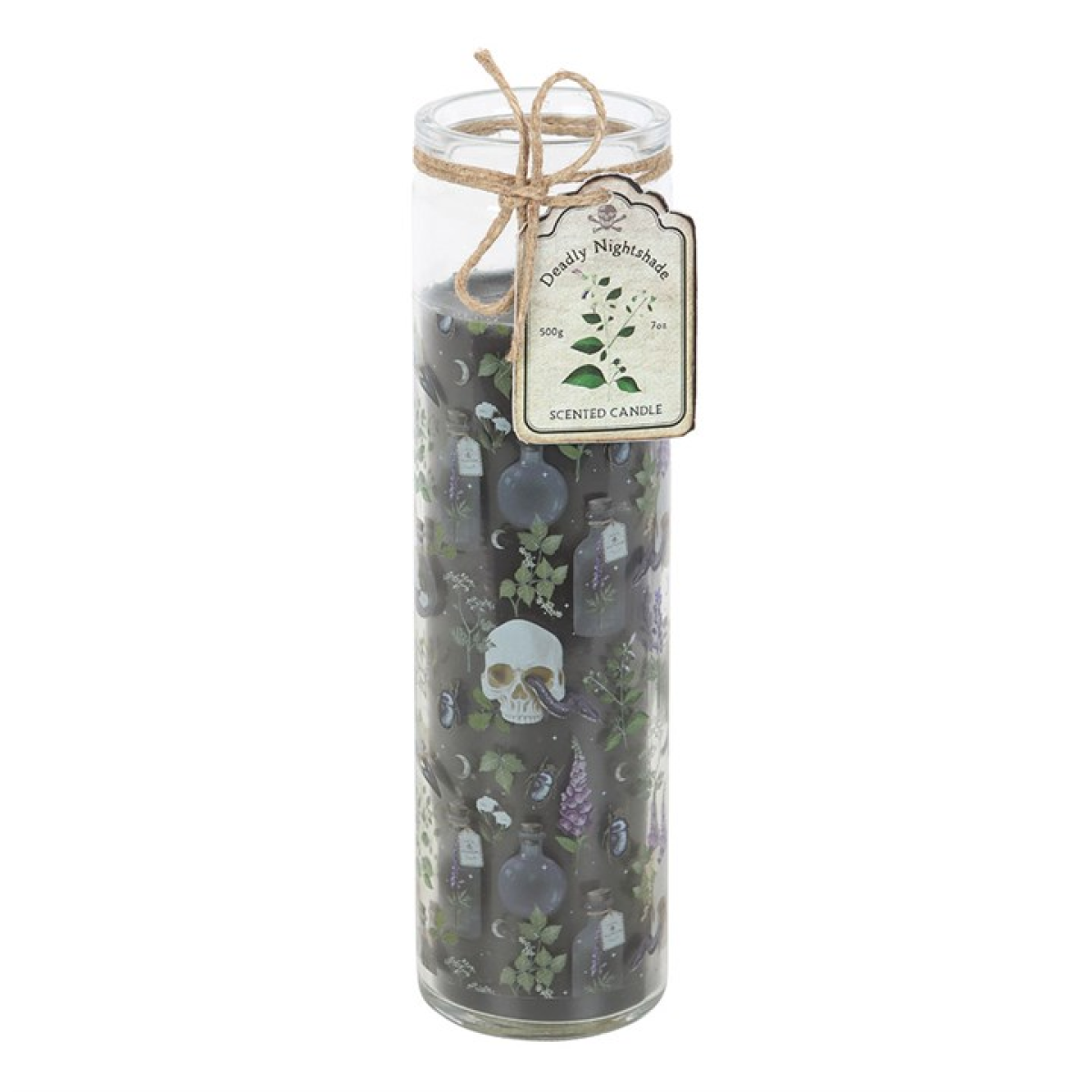 Deadly Nightshade Glass Tube Candle – Gothic Floral Design, 70hr Burn Time
