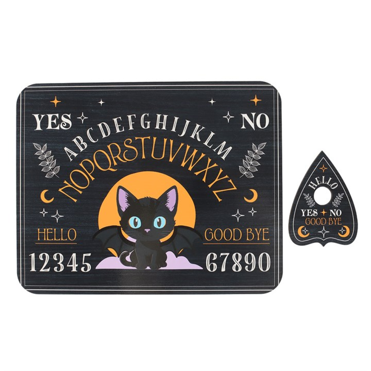 Bat Cat Talking Board with Planchette – Mystical Spirit Board with Celestial Design