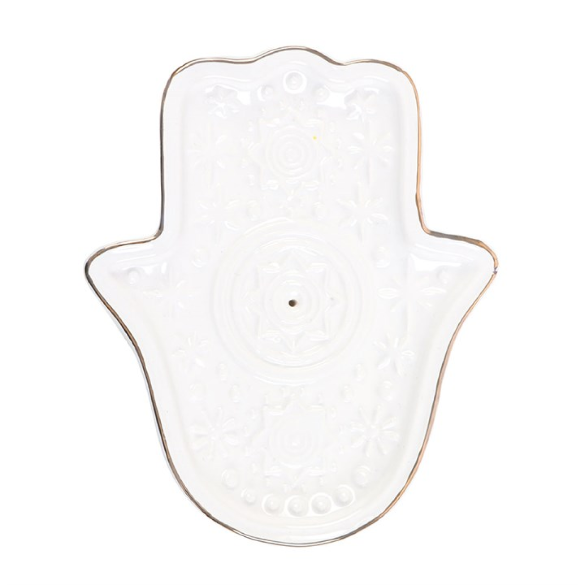 White Ceramic Hand of Hamsa Incense Holder – Protection, Peace & Spiritual Harmony