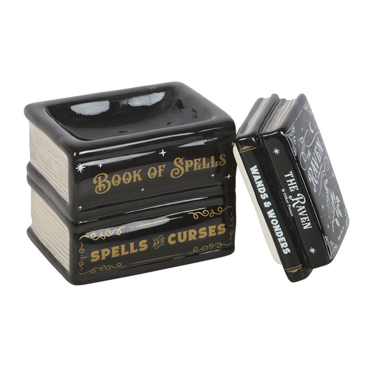 Book of Spells Oil Burner & Wax Melt Warmer – Enchanted Ceramic Spell book Design for Magical Aromatherapy