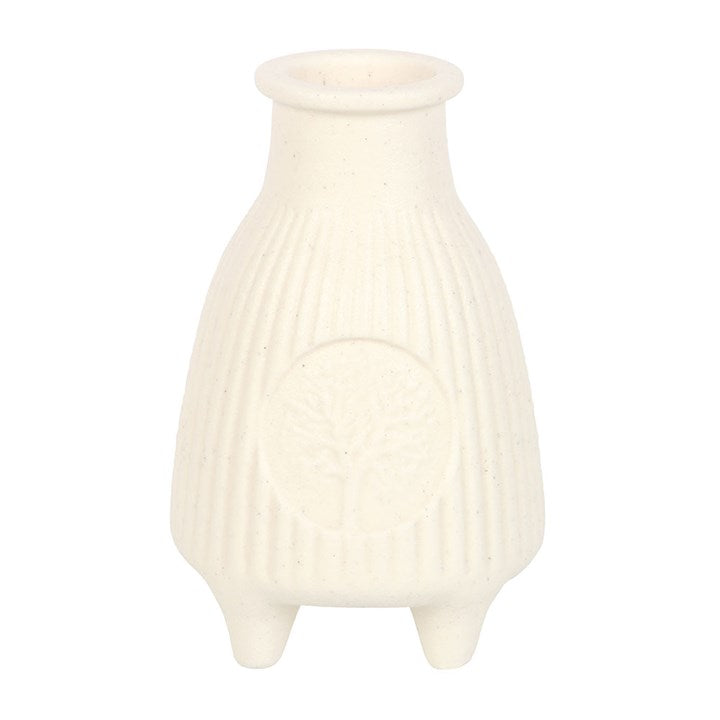 Cream Ribbed Ceramic Palo Santo Burner – For Calm, Cleansing & Spiritual Harmony