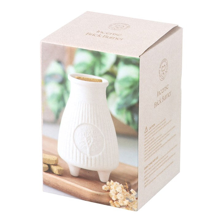 Cream Ribbed Ceramic Palo Santo Brick Burner