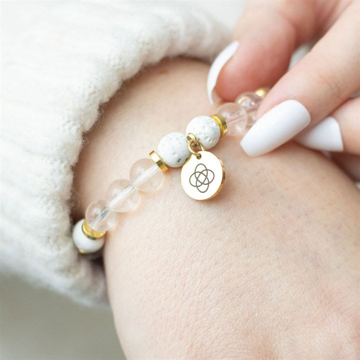 Friendship Lava Bead Bracelet & Chamomile Essential Oil Gift Set – Crystal Healing Jewellery & Aromatherapy