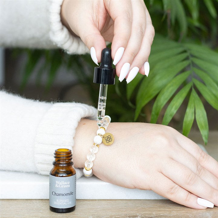 Friendship Lava Bead Bracelet & Chamomile Essential Oil Gift Set – Crystal Healing Jewellery & Aromatherapy