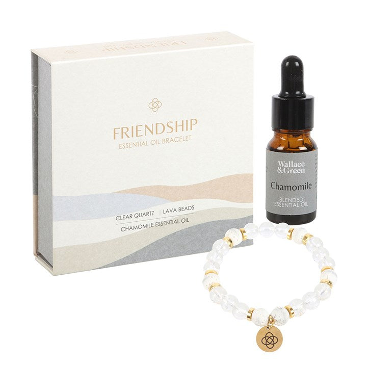 Friendship Lava Bead Bracelet & Chamomile Essential Oil Gift Set – Crystal Healing Jewellery & Aromatherapy