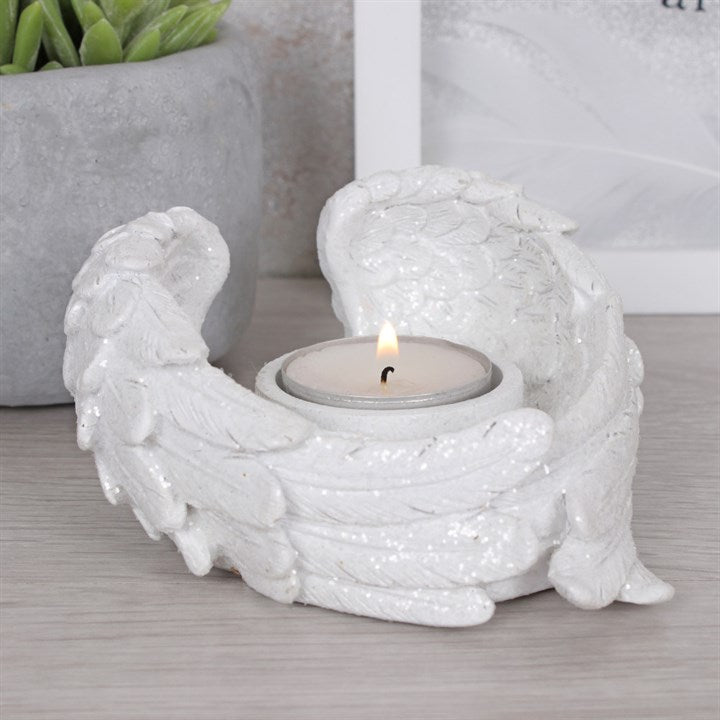 Glitter Angel Wing Candle Holder – Symbol of Protection, Comfort & Divine Light