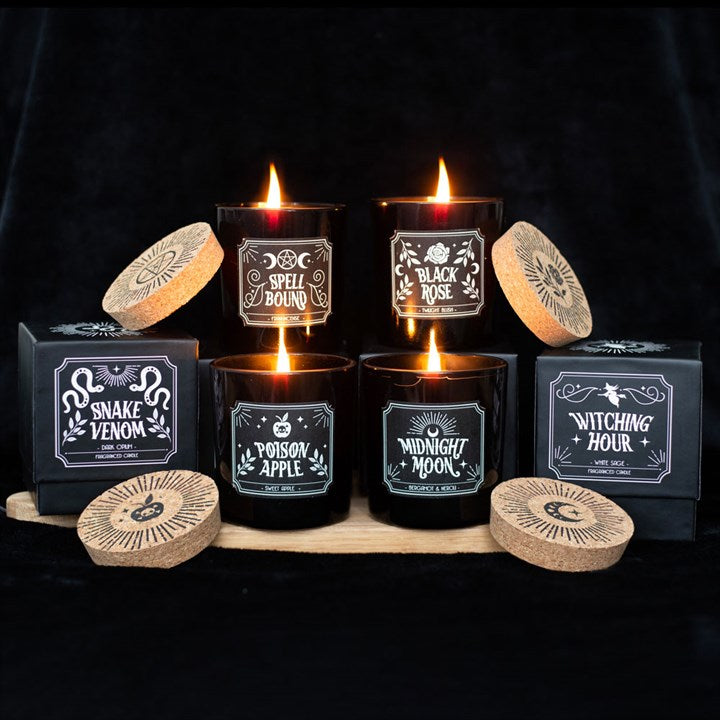 Set of 6 Midnight Ritual Candles – Gothic Scented Candle Collection with Cork Lids