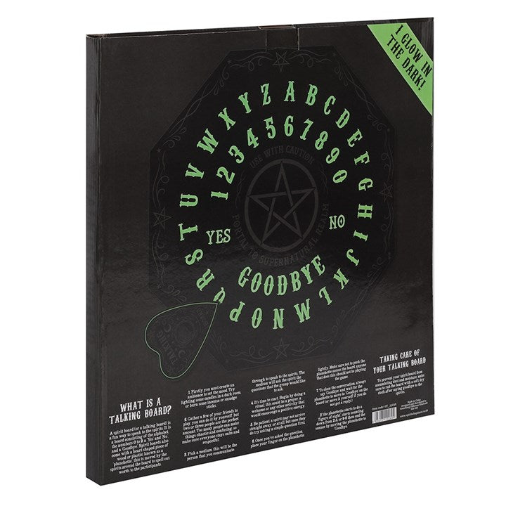 Glow in the Dark Octagon Spirit Board with Pentagram – Mystical Talking Board with Planchette