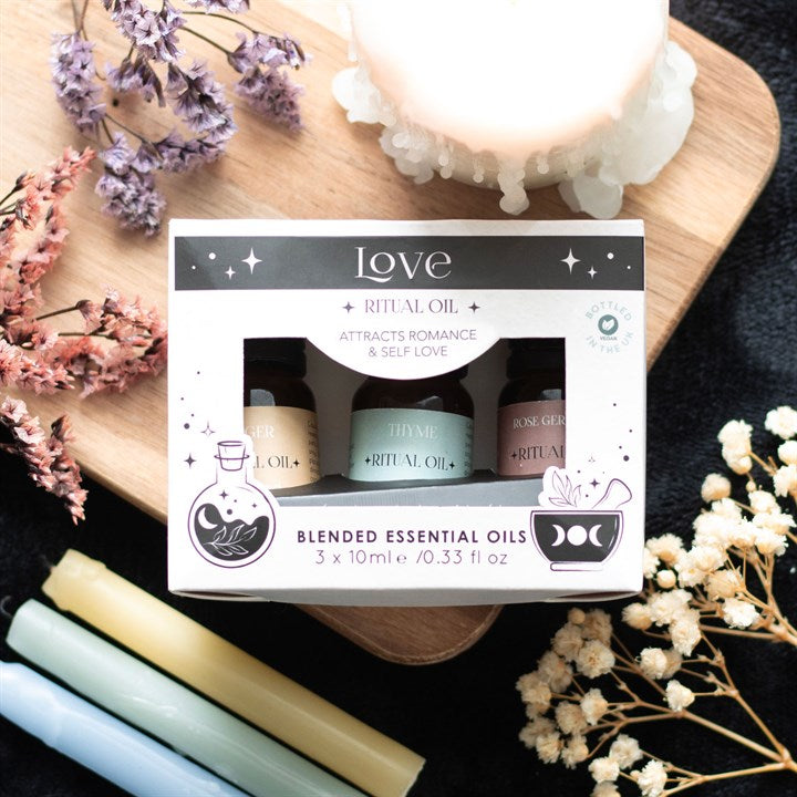 Love Ritual Essential Oil Set – Thyme, Rose Geranium & Ginger Blends for Romance, Intimacy & Connection