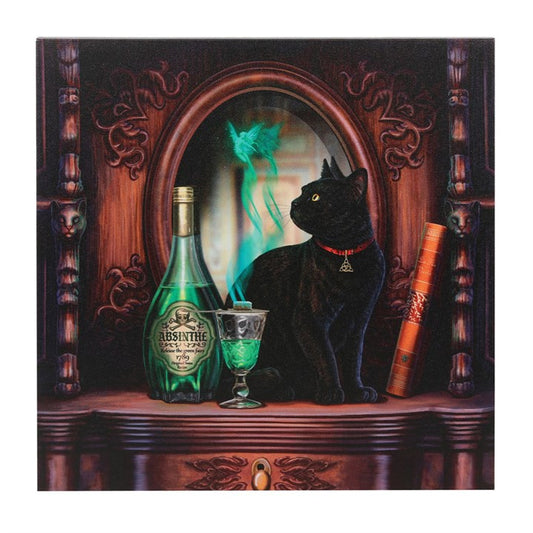 Absinthe Black Cat Light-Up Canvas – Mystical Gothic Wall Art