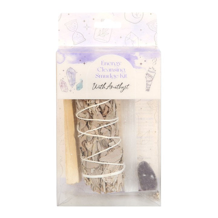 White Sage, Palo Santo & Amethyst Smudge Kit – For Cleansing, Protection & Spiritual Renewal