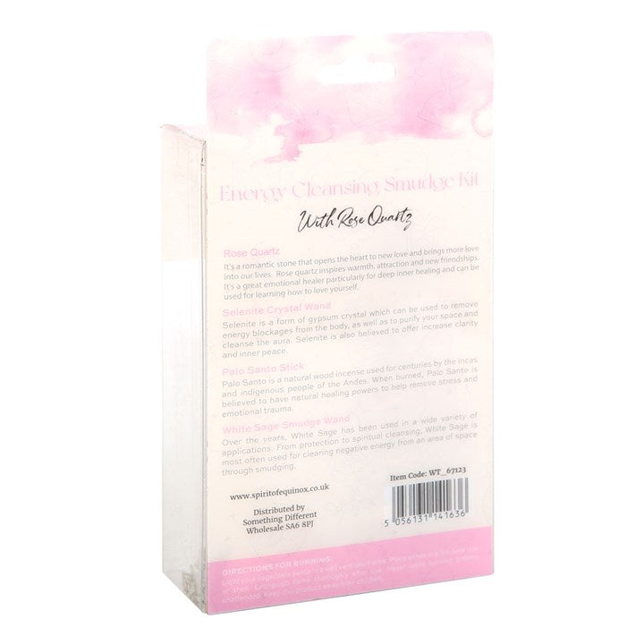 White Sage, Palo Santo & Rose Quartz Smudge Kit – For Cleansing, Love & Spiritual Harmony