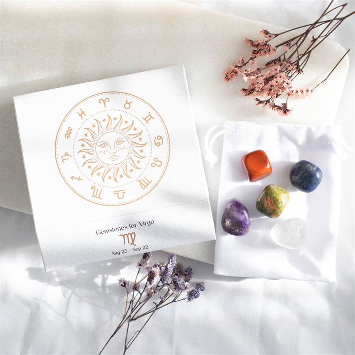 Virgo Zodiac Crystal Tumblestone Gift Set – Balance, Clarity & Protection