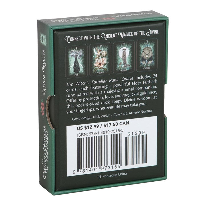 The Witch’s Familiar Runic Oracle – 24-Card Animal Spirit Deck & Guidebook by Athene Noctua