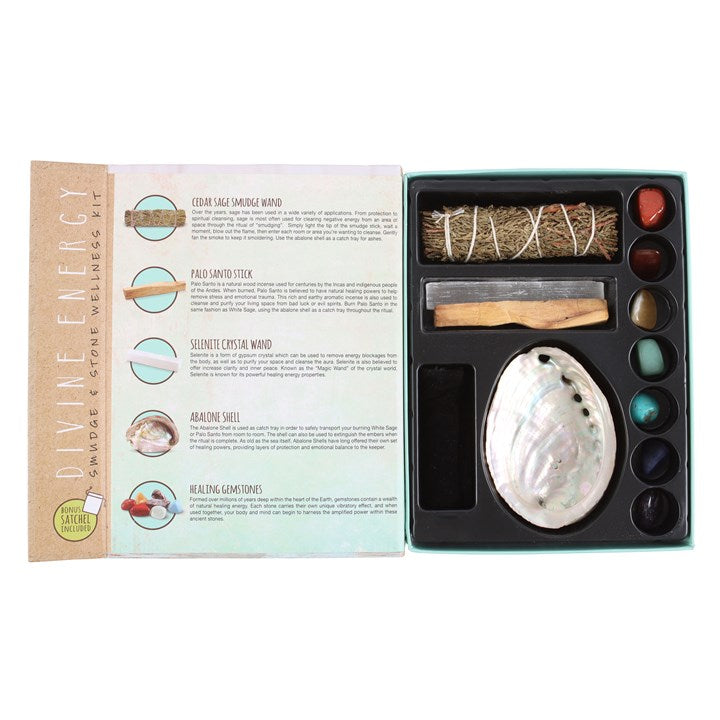 Divine Energy Smudge & Stone Wellness Kit – Complete Cleansing and Meditation Set