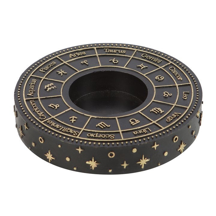 Astrology Wheel Tealight Holder – Celestial Gold-Detail Candle Holder for Rituals & Home Décor