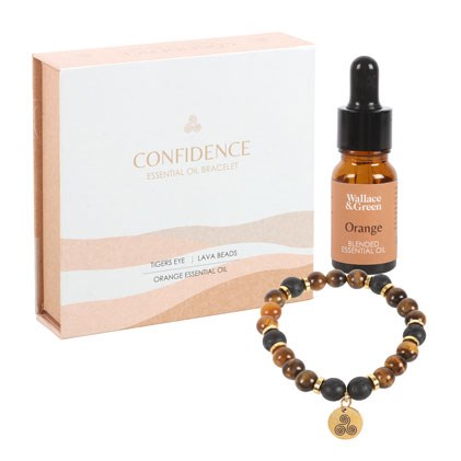 Confidence Lava Bead Bracelet & Orange Oil Gift Set – Tiger’s Eye Healing Jewellery for Strength & Positivity