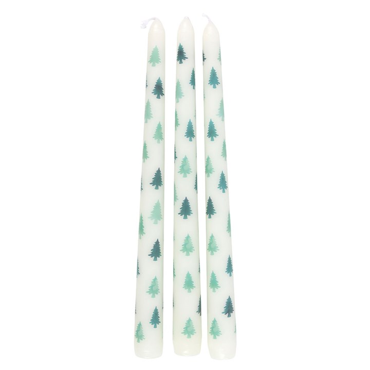 Winter Solstice Blessing Candle Trio – 3 White Fir Tree Tapers