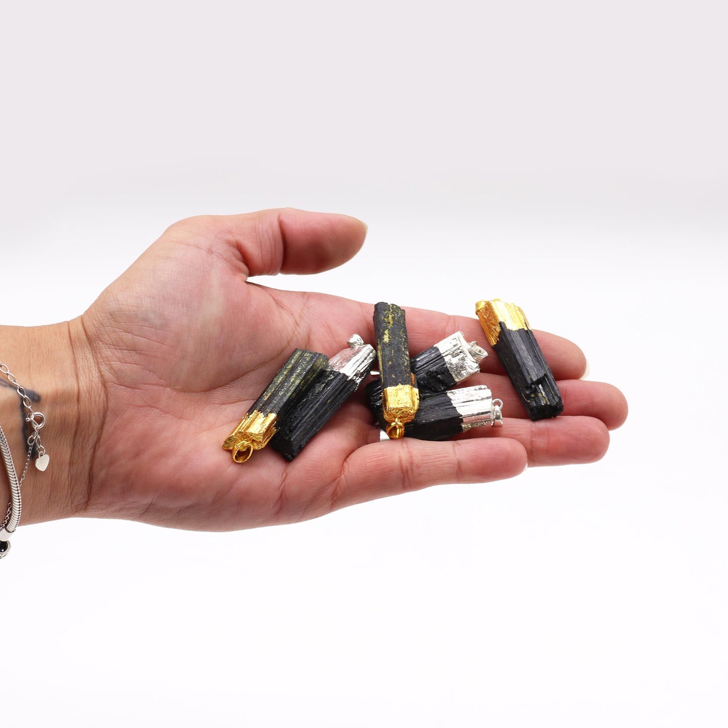 Black Tourmaline Silver-Plated Pendant