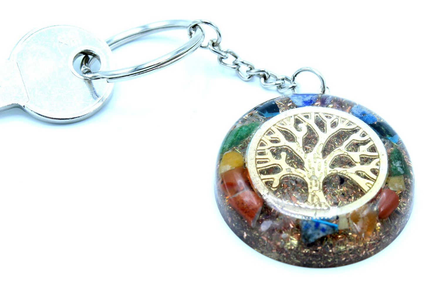 Orgonite Power Keyring - Gemstone Chakra Tree of Life