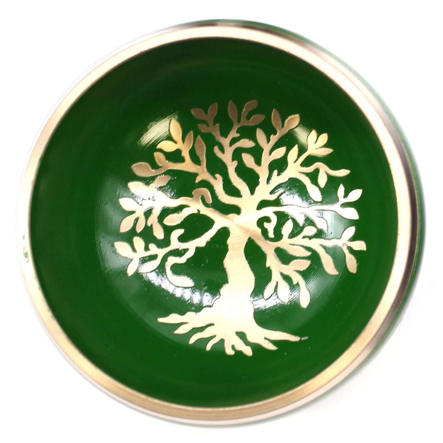 Tree of Life Singing Bowl Set – Green Handcrafted Brass Meditation Bowl (10.7 cm)
