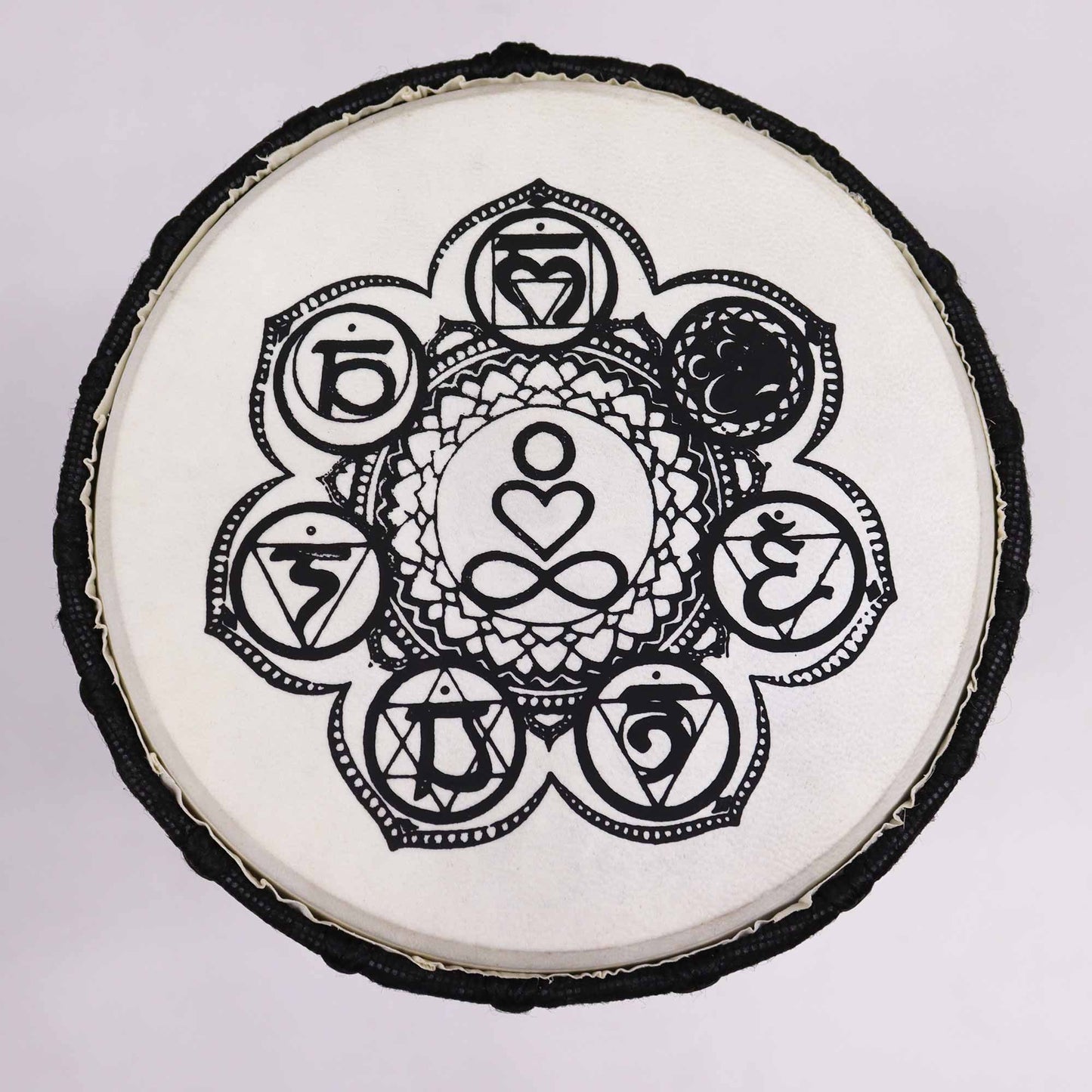 Handcrafted Chakra Energy Djembe Drum – 17cm Wide Top