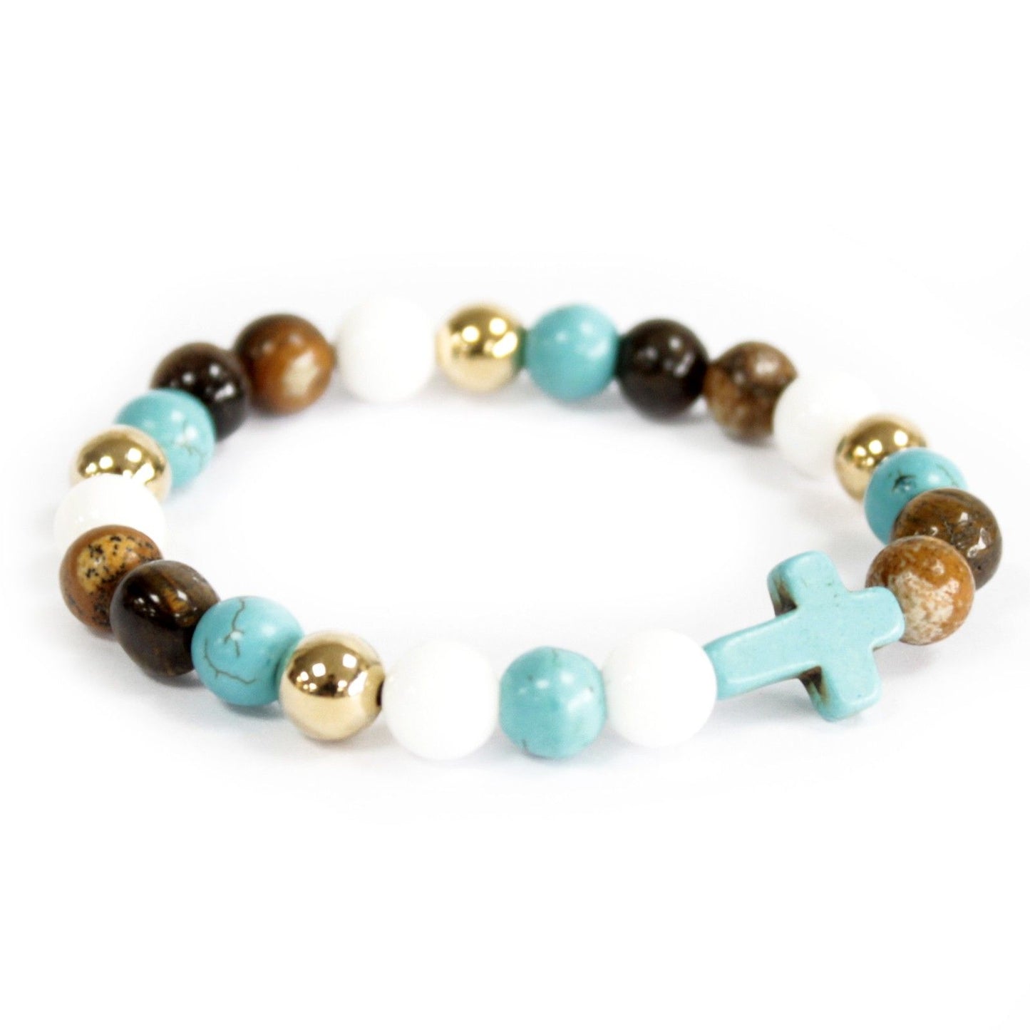 Turquoise Cross Gemstone Bracelet – Royal Beads Design