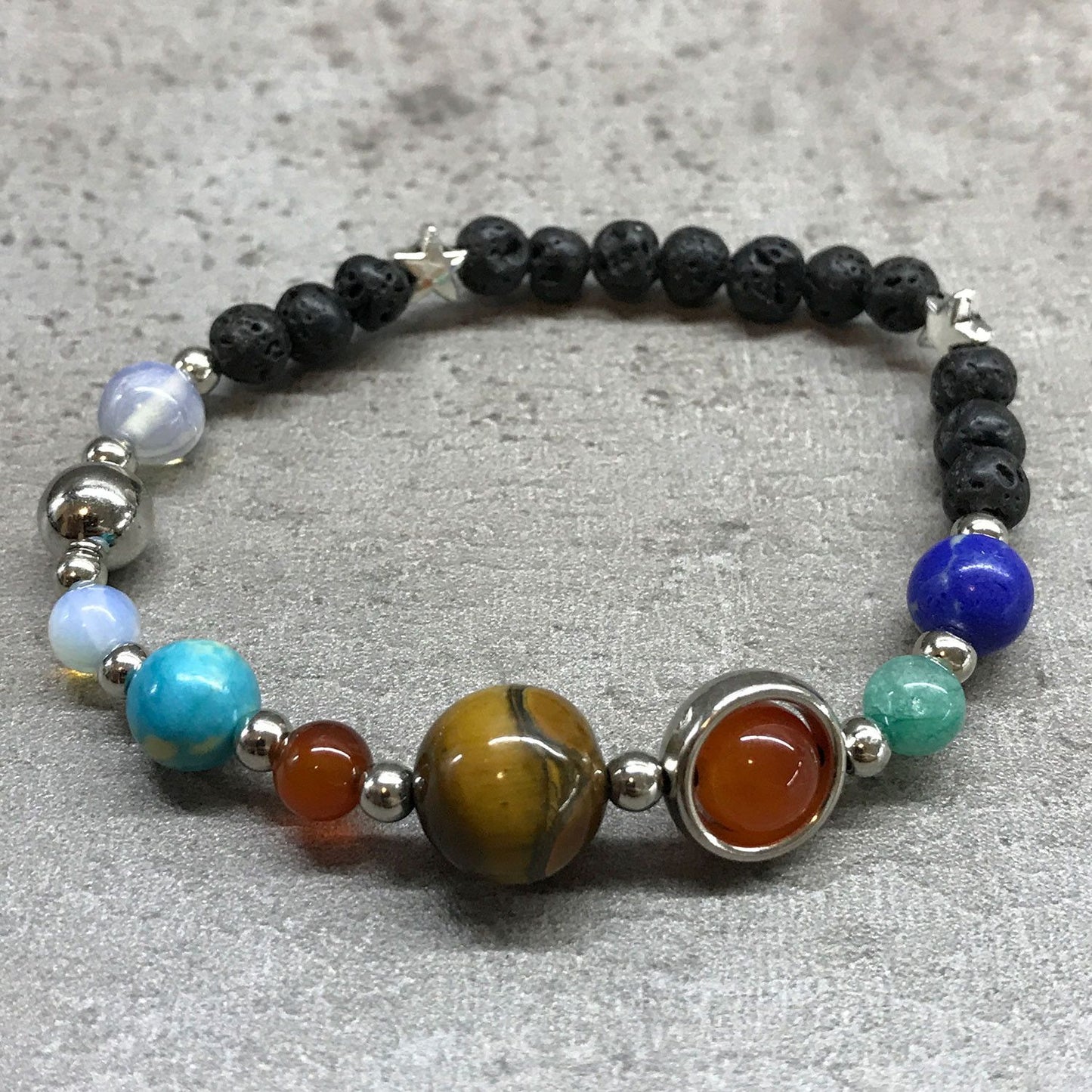 Lava Stone Solar System Bracelet – Silver Planet Beads