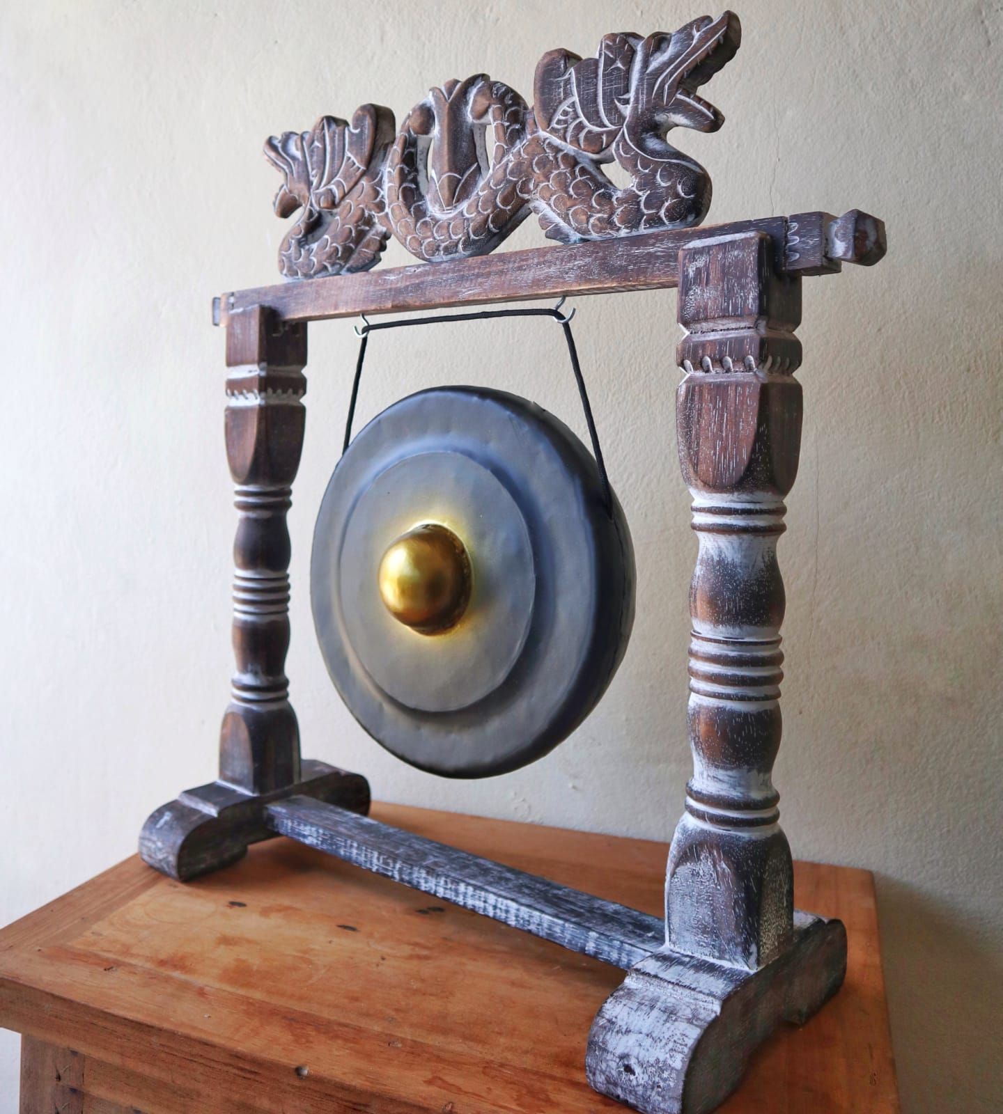 Small Healing Gong in Stand – 25cm Black | Handmade in Bali
