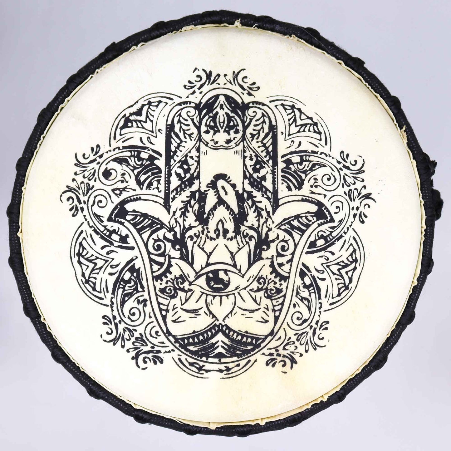 Hamsa Wide Top Djembe Drum – 22cm | Sacred Rhythm, Protection & Good Fortune