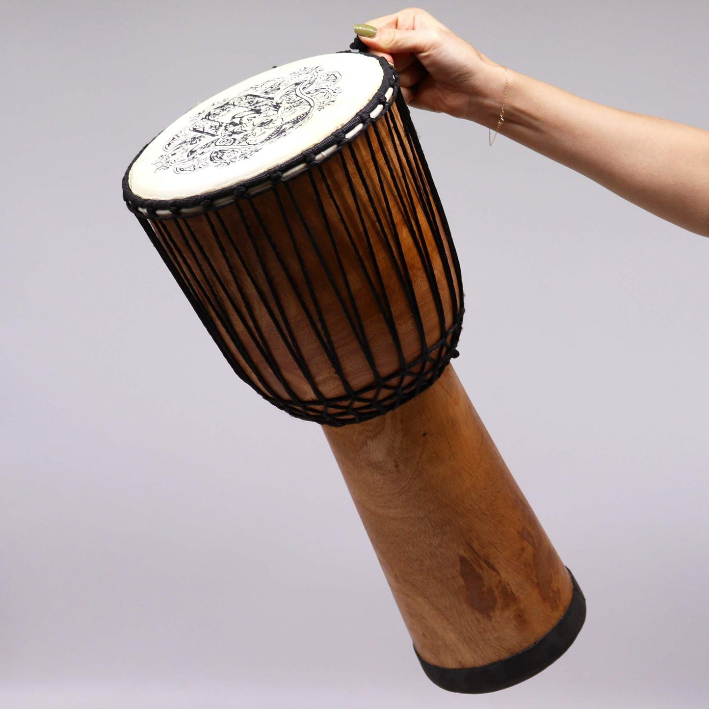 Hamsa Wide Top Djembe Drum – 22cm | Sacred Rhythm, Protection & Good Fortune