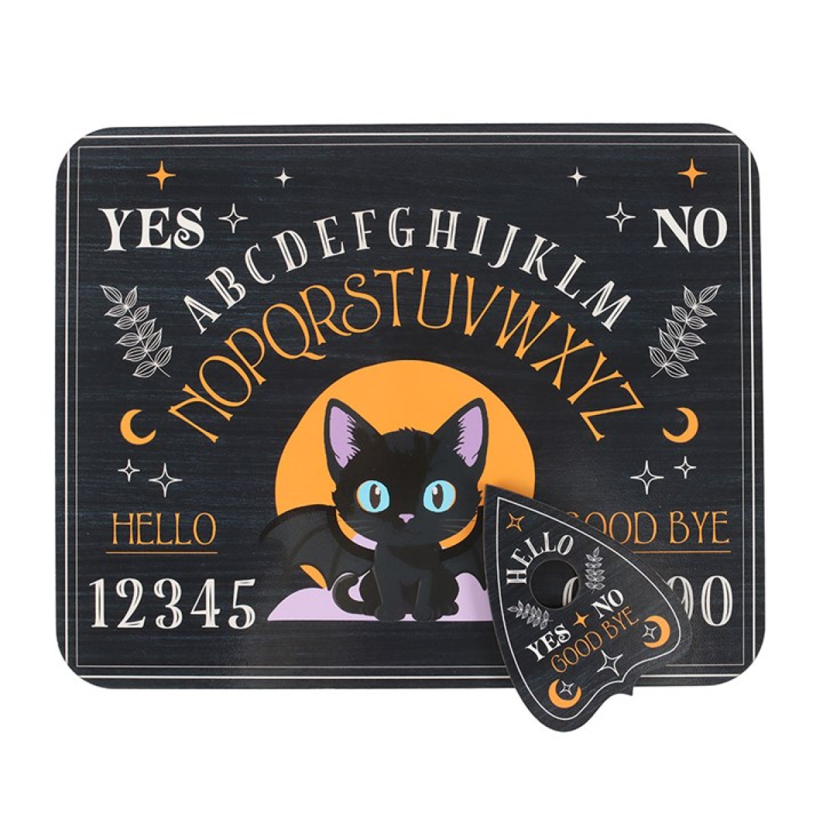 Bat Cat Talking Board with Planchette – Mystical Spirit Board with Celestial Design