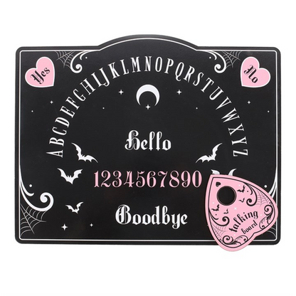 Pink & Black Talking Board with Planchette – Bold Spirit Board for Mystical Décor & Entertainment
