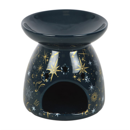 Starry Night Oil Burner – Ceramic Wax & Fragrance Diffuser for Celestial Magic & Festive Ambience