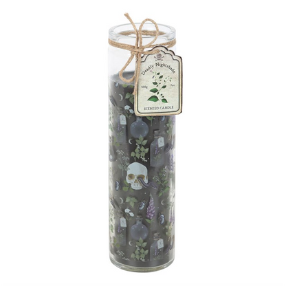 Deadly Nightshade Glass Tube Candle – Gothic Floral Design, 70hr Burn Time