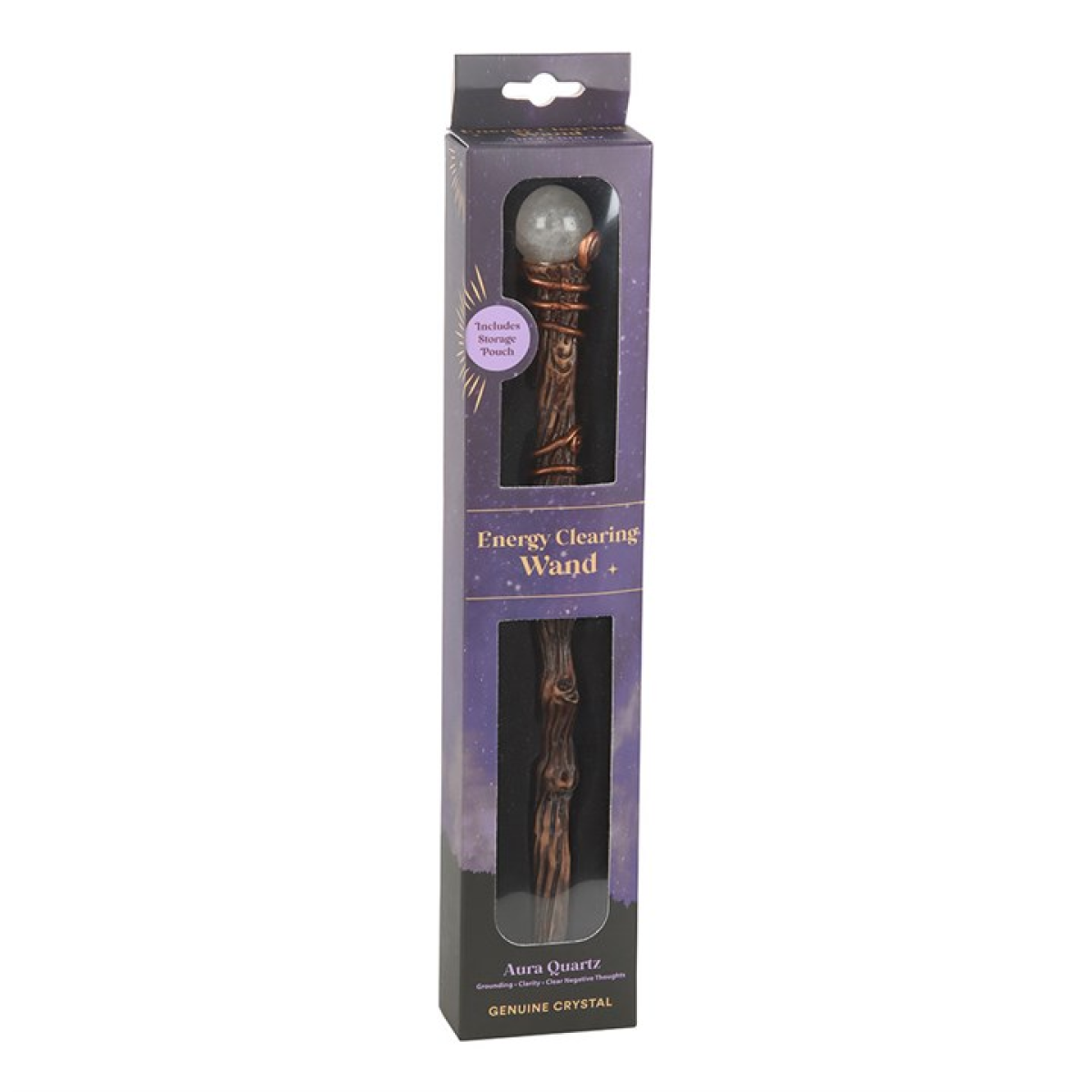 Aura Quartz Energy Clearing Magic Wand – Crystal Tool for Positivity, Creativity & Intention Setting