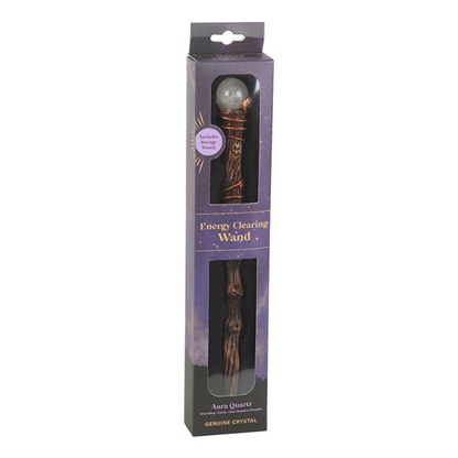 Aura Quartz Energy Clearing Magic Wand – Crystal Tool for Positivity, Creativity & Intention Setting