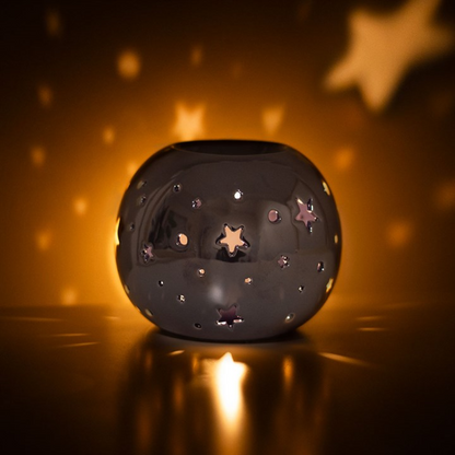 Purple Iridescent Oil Burner – Star Cut-Out Wax & Fragrance Diffuser for Mystic Glow