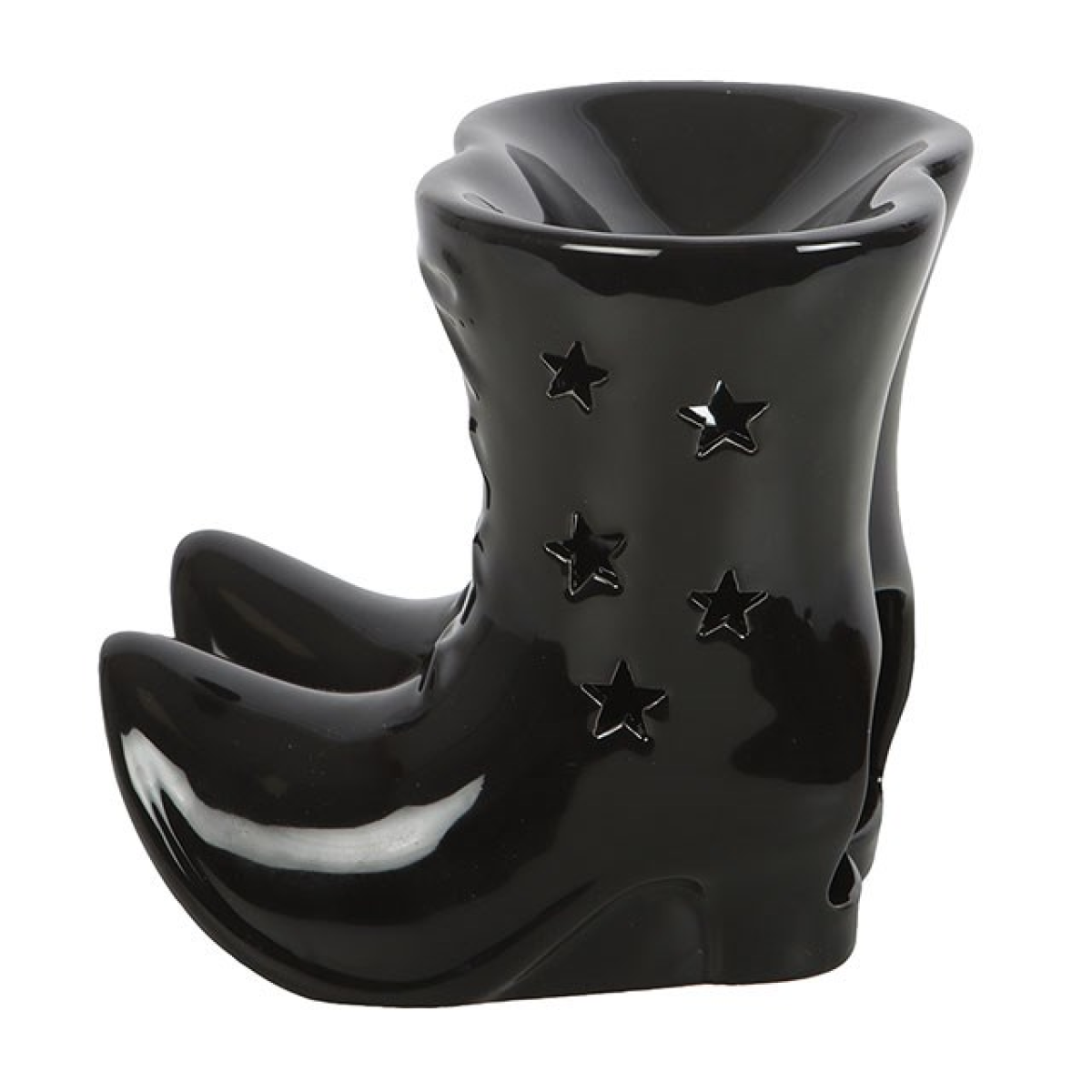 Witch Boots Oil Burner – Black Ceramic Aroma Burner with Star Cut-outs