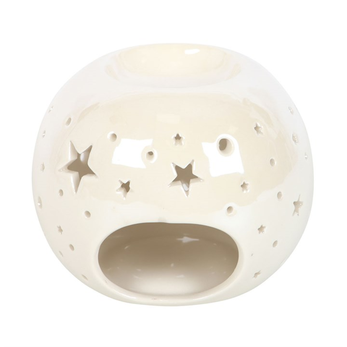 White Iridescent Oil Burner – Star Cut-Out Wax & Fragrance Diffuser for Tranquil Ambience