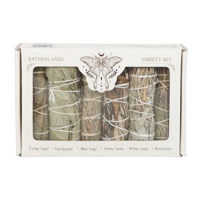 Sage Smudge Stick Variety Set – Cedar, Eucalyptus, Blue Sage, Yerba Santa, White Sage & Rosemary