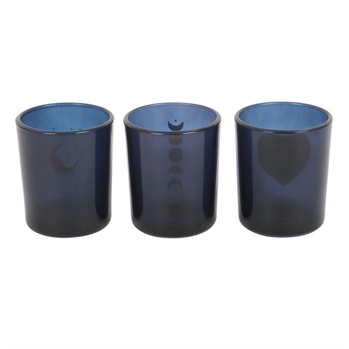 Moon-Themed Glass Votive Candle Holder Set (3 Pack) – For Celestial Rituals & Décor