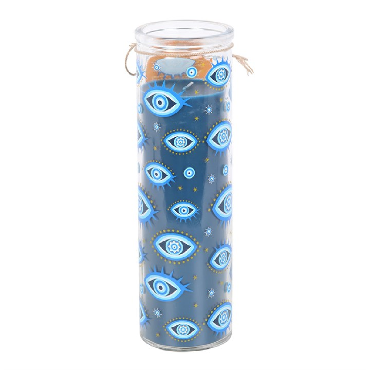 All Seeing Eye Glass Tube Candle – Dark Blue, White Rose Scent, 55hr Burn Time