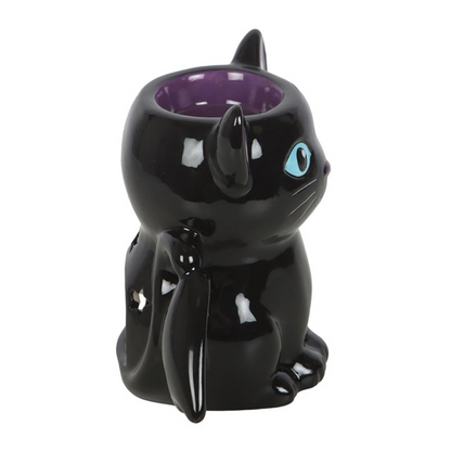 Bat Cat Oil Burner & Wax Warmer – Mystical Black Cat with Wings for Gothic Magic & Enchanting Aromatherapy