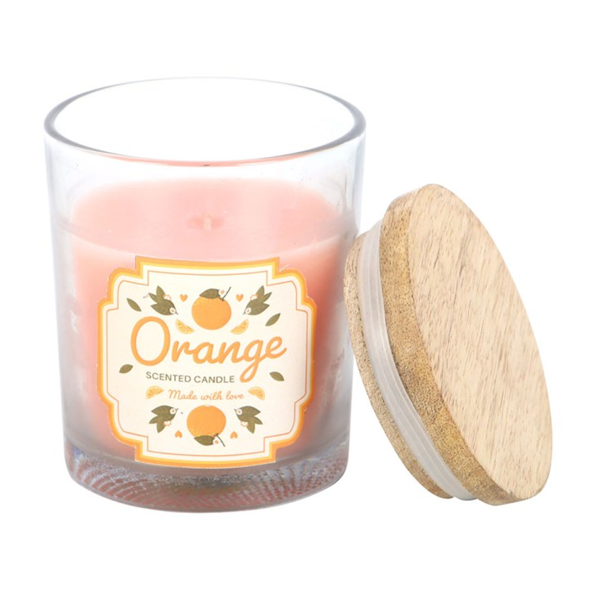 Orange Scented Candle with Wooden Lid – Fruity Home Fragrance & Gift Box (25hr Burn Time)