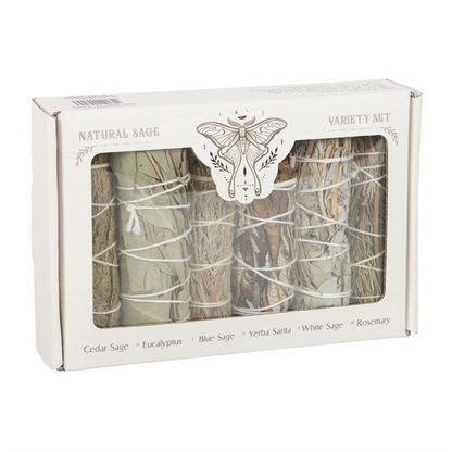Sage Smudge Stick Variety Set – Cedar, Eucalyptus, Blue Sage, Yerba Santa, White Sage & Rosemary