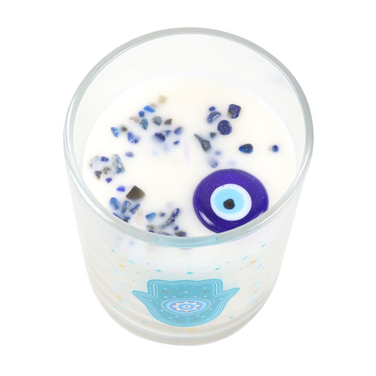 Hand of Hamsa Crystal Candle – White Rose Scent, 48hr Burn
