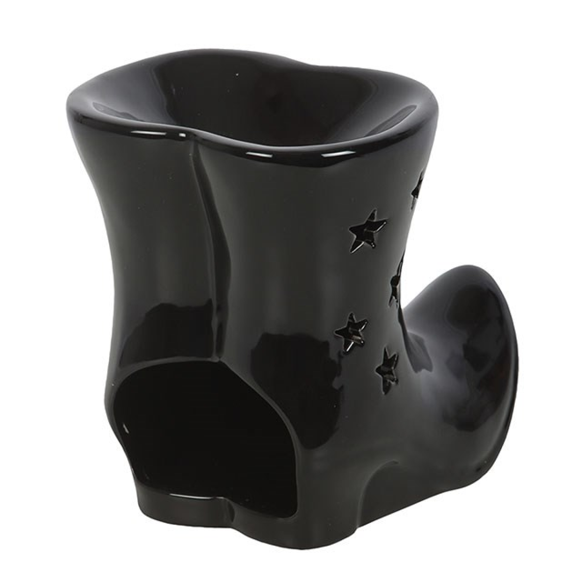 Witch Boots Oil Burner – Black Ceramic Aroma Burner with Star Cut-outs